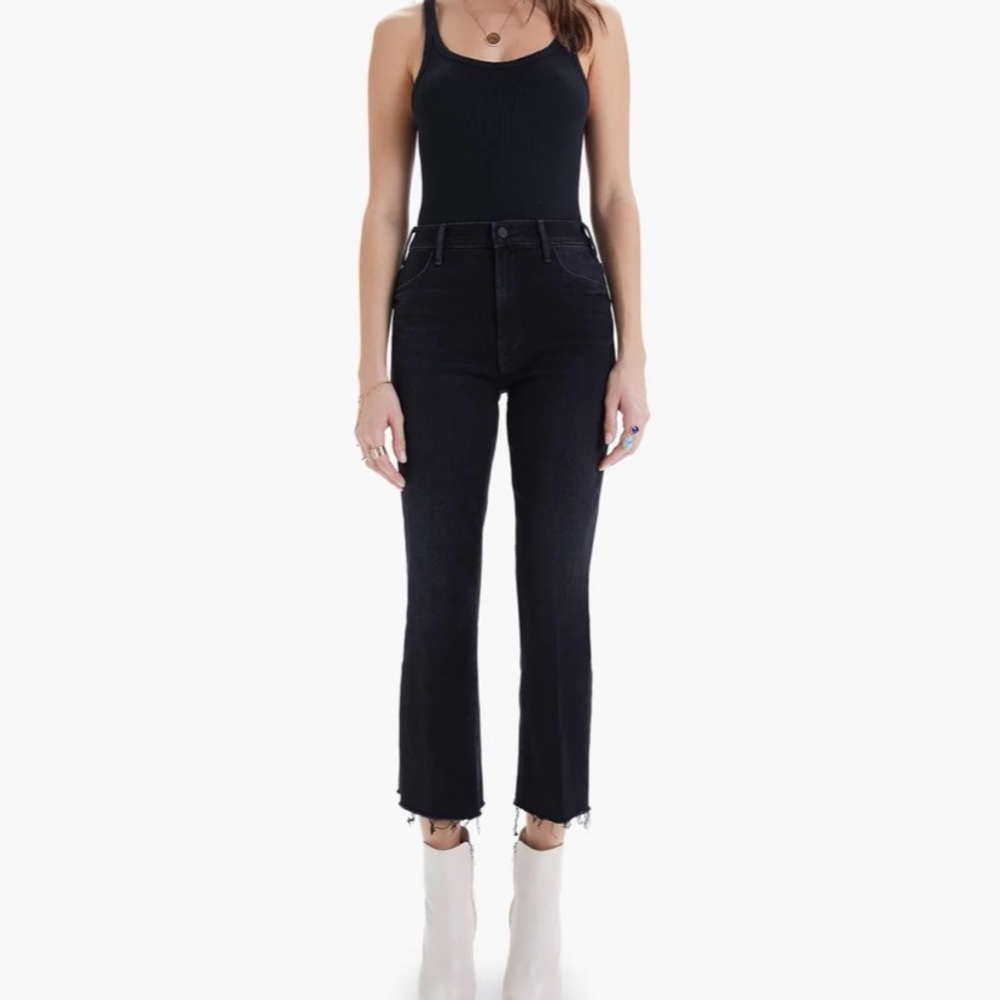 Mother, The Hustler Ankle Fray Jean in Black (Encounters at Night). Size 28.